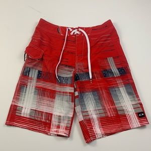 Oakley Mens Board Shorts Size 30 Red Plaid